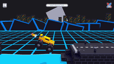 Yellow monster truck driving across a neon city course in Drive Mad