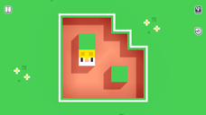 Level 7 of Longcat showing the cat stretched vertically inside a maze-shaped puzzle area with a square block obstacle.