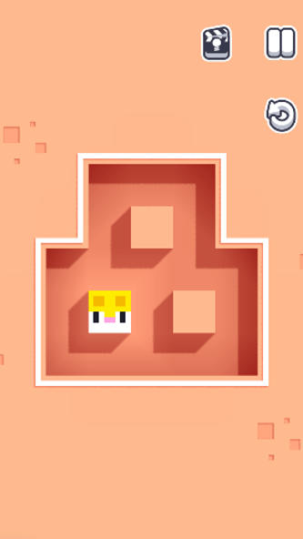 Level 6 of Longcat showing the cat inside a compact puzzle platform with two square gaps.