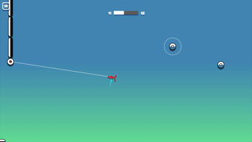 Red Stickman Hook character swinging from a hook toward the next anchor point