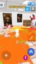 Mobile version of Hide and Paint with touch controls as a player explores a colorful indoor map.